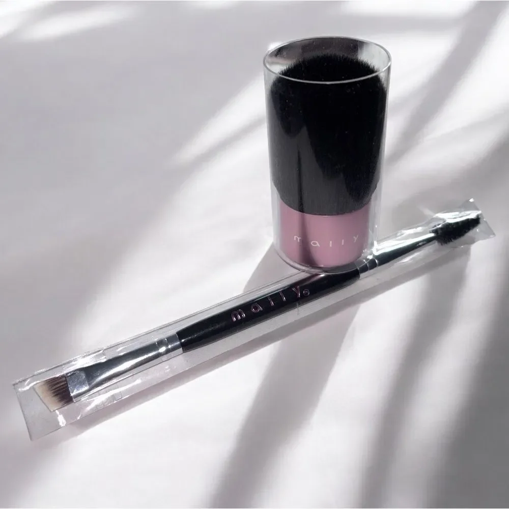 Mally Beauty Dual-Ended Eyeliner and Brow Brush & Mini Kabuki Brush Set